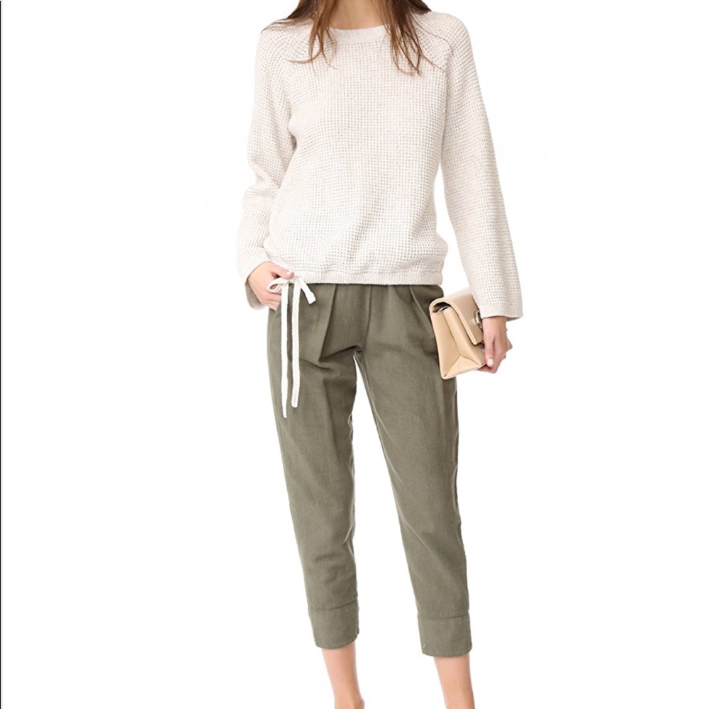 Madewell Wafflestitch Drawstring Sweater Beige
